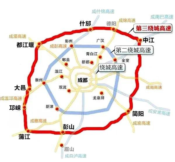 位于成都四环路(成都市绕城高速公路)外侧平均10余公里处,全长223公里